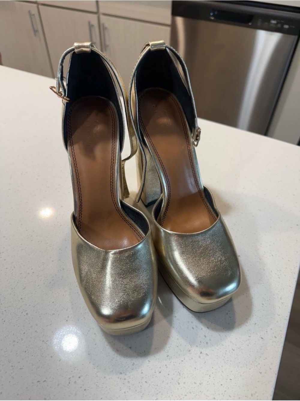 ASOS Gold Platform Ankle-Strap Women's Heels
